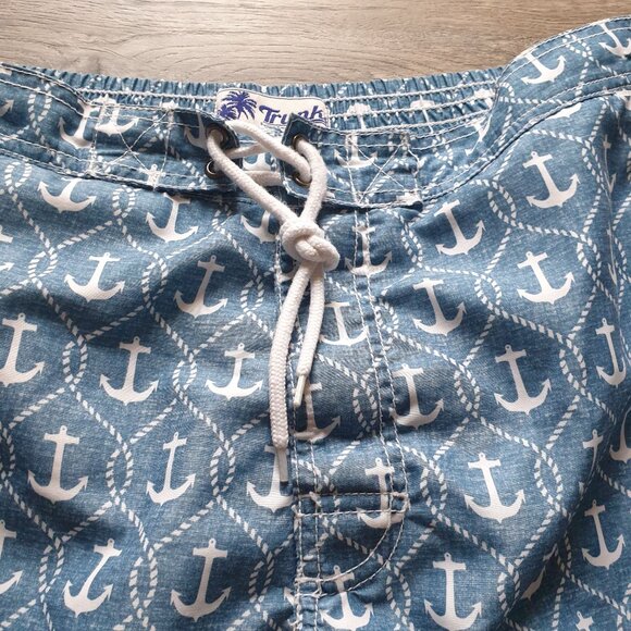 Men Trunks Surf Swim Co Anchor Print Swim XL Drawstring 36 In Waist Mesh Lining - Picture 3 of 7